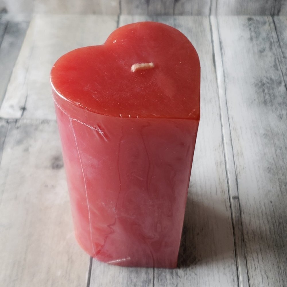 Heart Red Pillar Candle 6"x3" - Wax Burning
